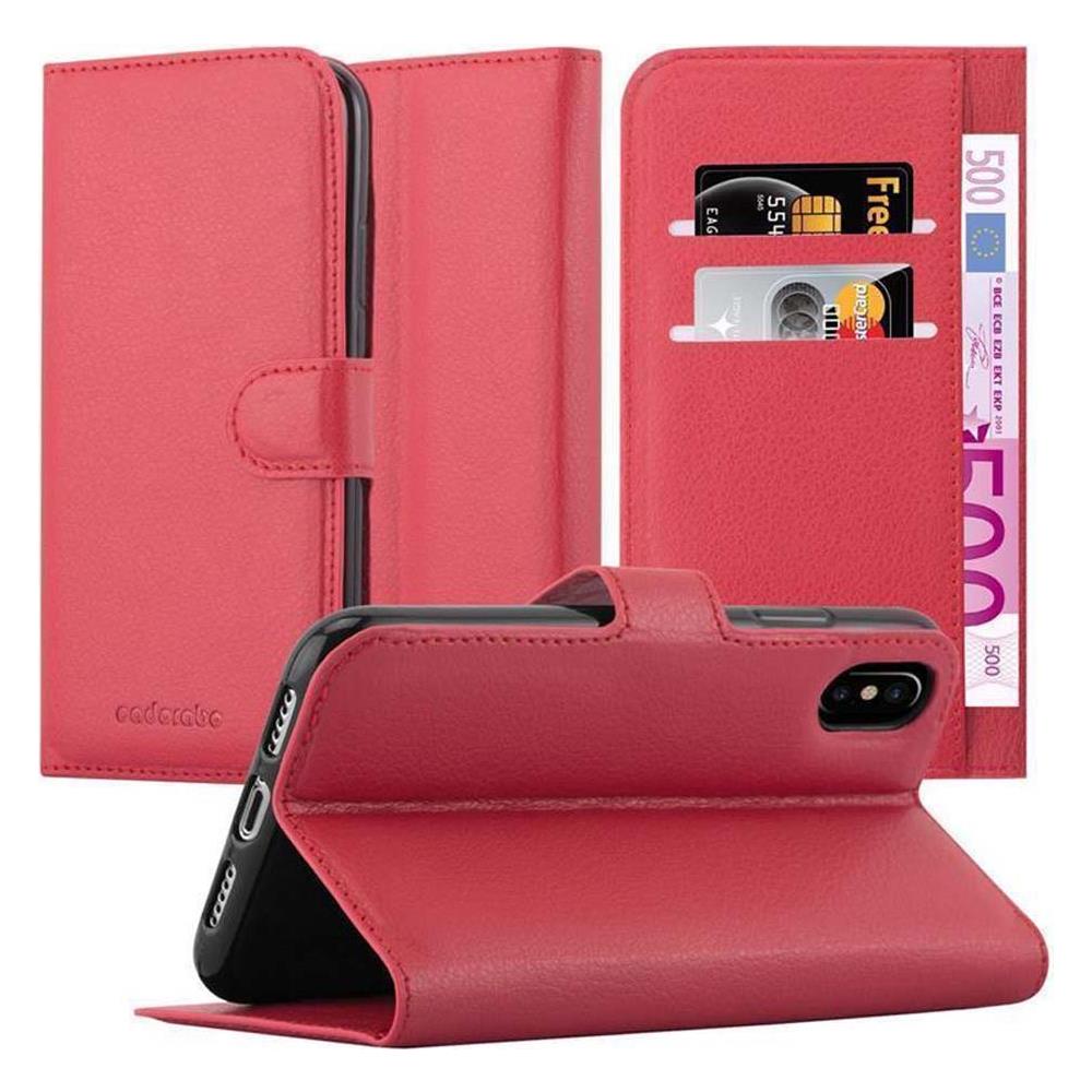 Cadorabo Custodia Compatibile Con Apple Iphone Xs Max In Rosso Carminio - Coperchio Protettiva Con Chiusura Magnetica, Funzione Stand E Tasca Per Le Carte - Foto 1