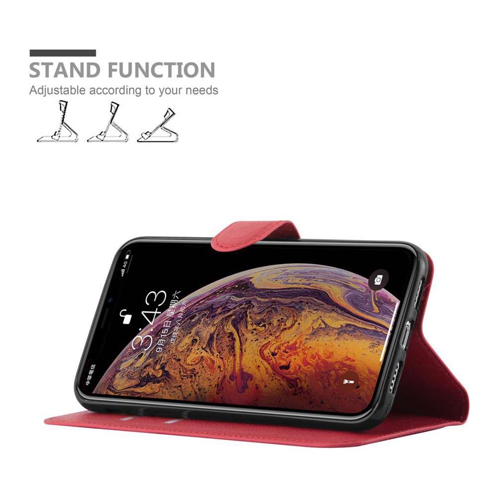 Cadorabo Custodia Compatibile Con Apple Iphone Xs Max In Rosso Carminio - Coperchio Protettiva Con Chiusura Magnetica, Funzione Stand E Tasca Per Le Carte - Foto 6