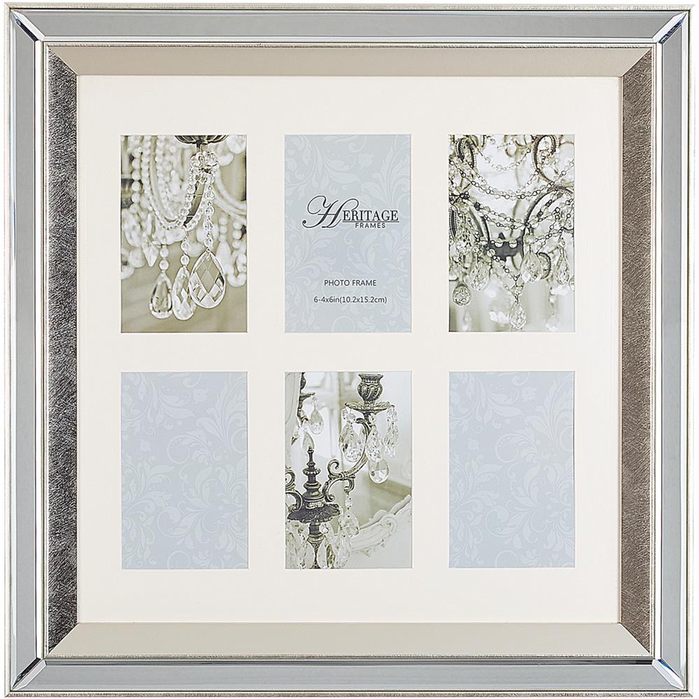 Cornice A Specchio Per 6 Foto Color Argento Makeni - Foto 1