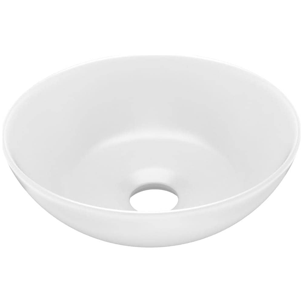 Lavandino Da Bagno In Ceramica Bianco Opaco Rotondo - Foto 1