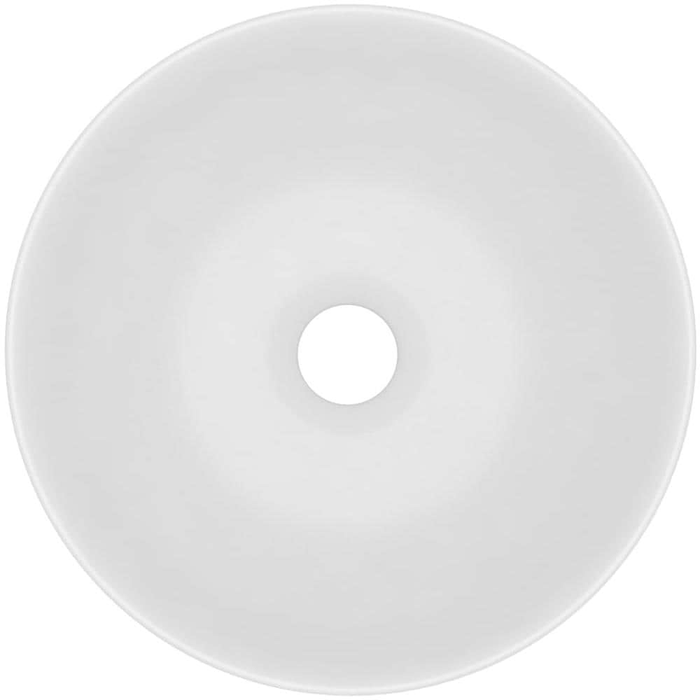 Lavandino Da Bagno In Ceramica Bianco Opaco Rotondo - Foto 5