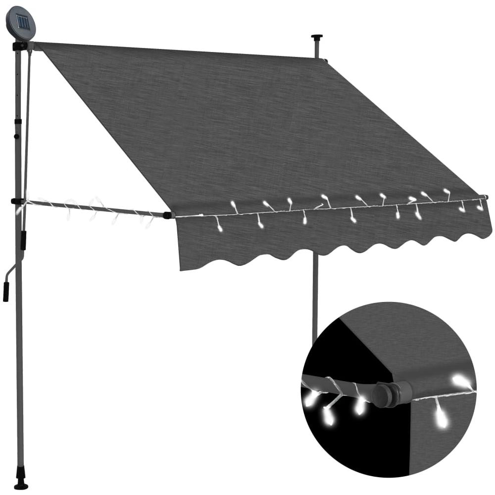 Tenda da Sole Retrattile Manuale con LED 100 cm Antracite - Foto 1