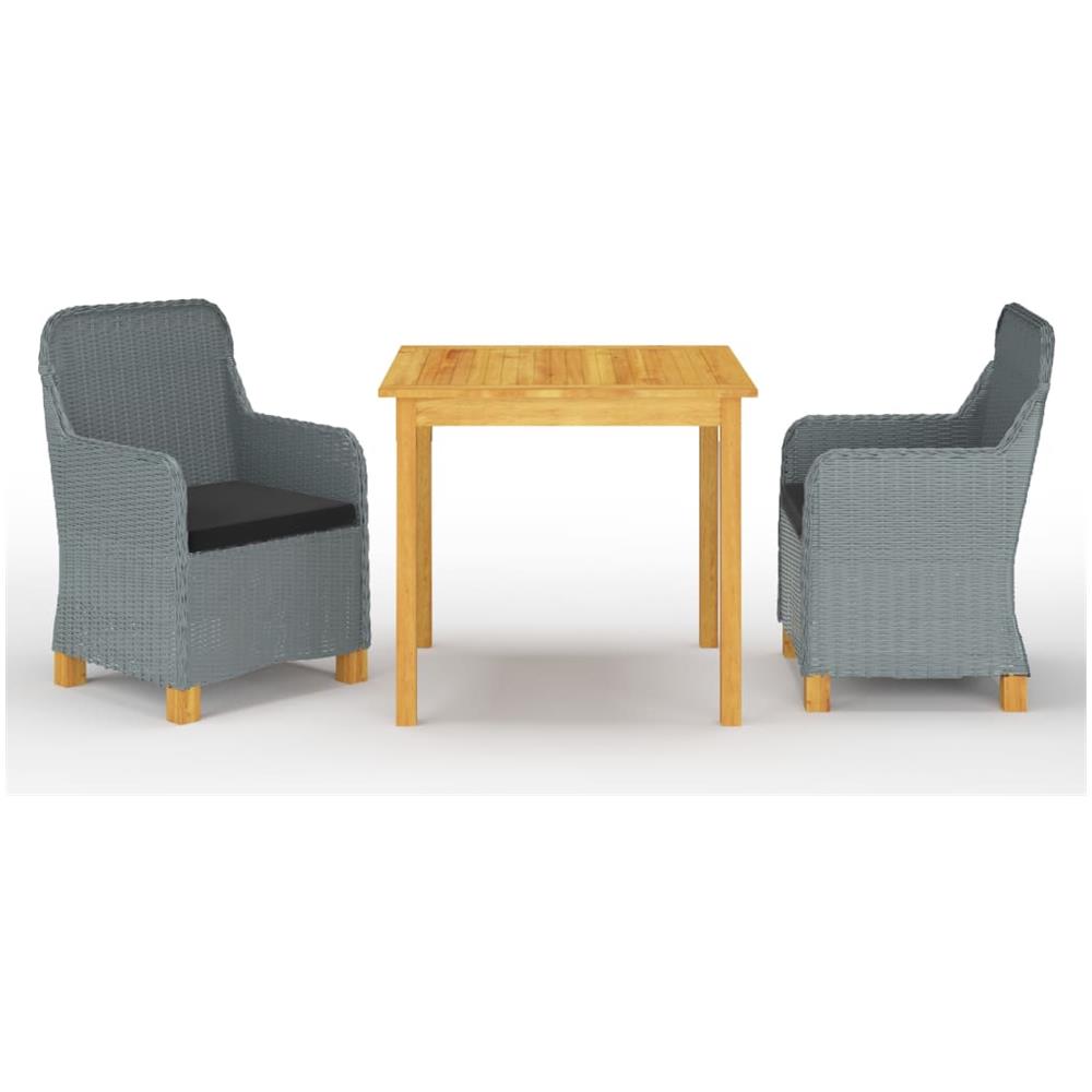 Set Mobili da Pranzo per Giardino 3 pz Grigio Chiaro - Foto 1