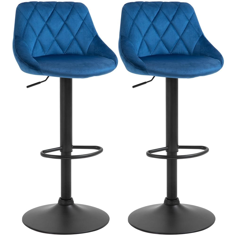 Set 2 Sgabelli Da Bar Di Design Girevoli Con Altezza Regolabile - Blu - Foto 1