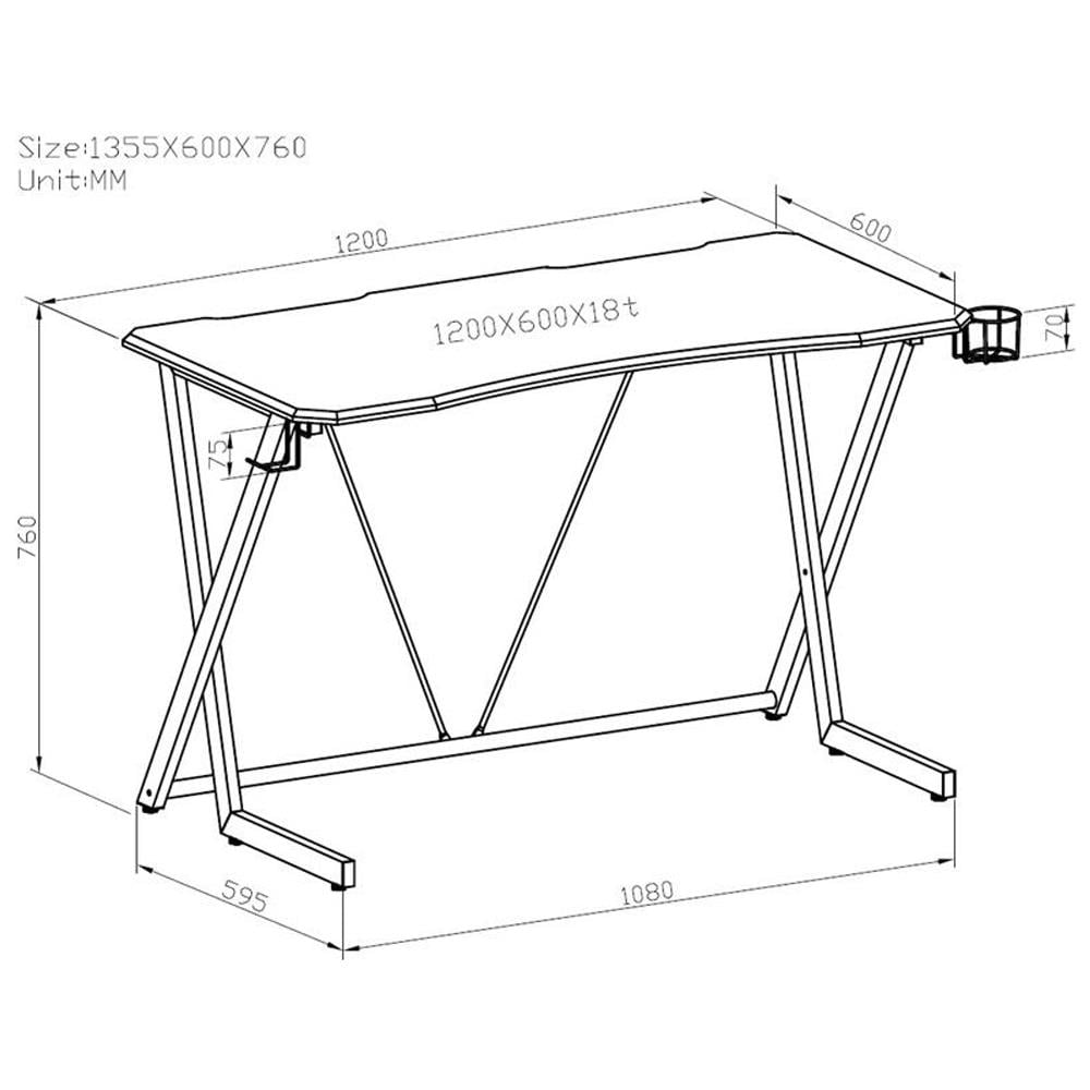 Scrivania Gaming Ergonomica Tavolo Gioco Con Porta Bicchiere E Cuffie - Foto 2