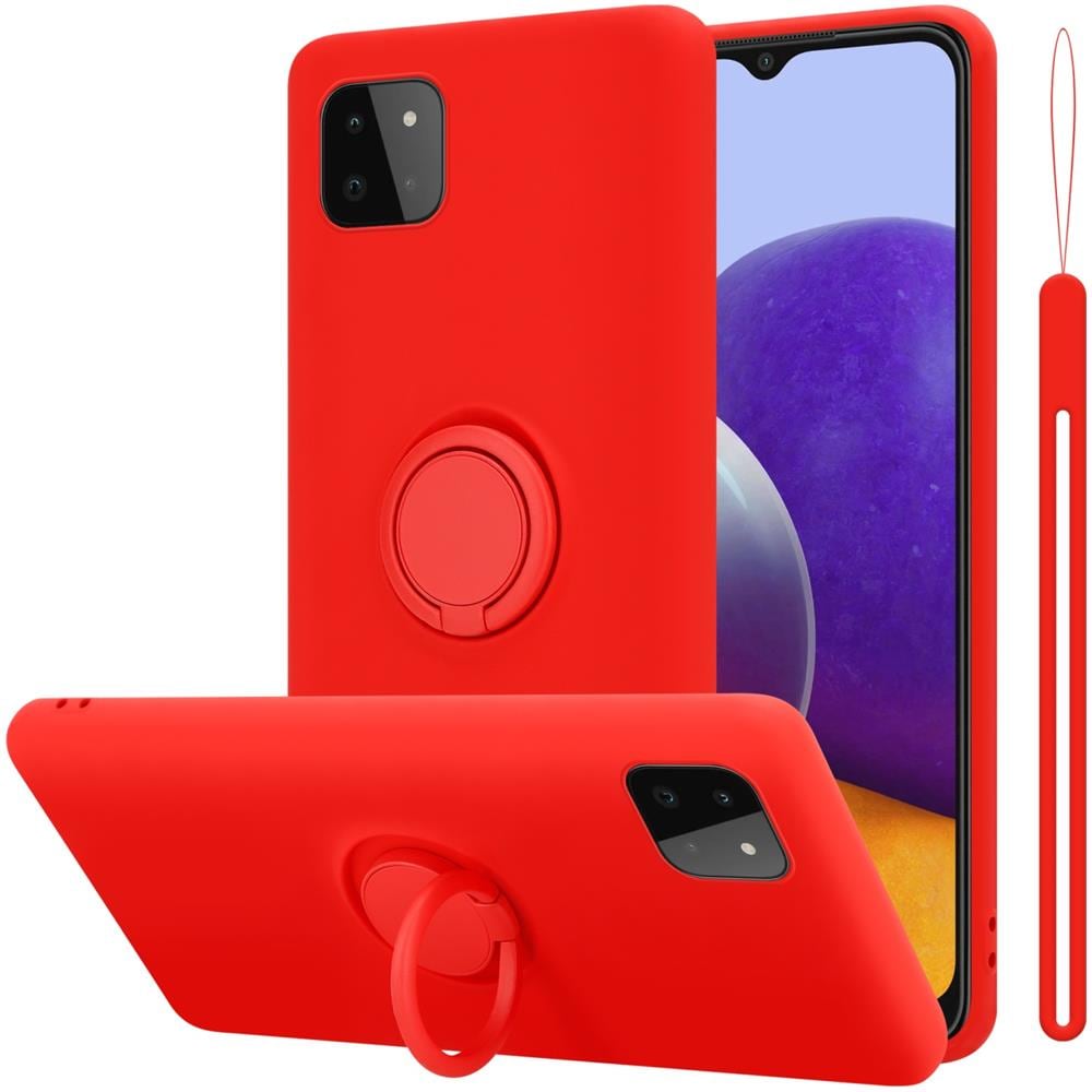Cadorabo Custodia Compatibile Con Samsung Galaxy A22 5g In Liquid Rosso - Coperchio Protettivo In Silicone Tpu Flessibile Con Anello - Foto 1