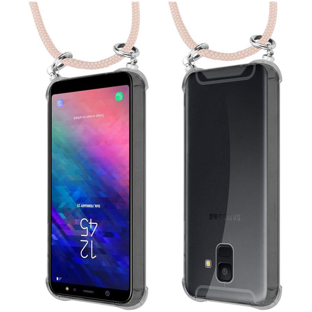 Catena Di Telefoni Cellulari Compatibile Con Samsung Galaxy A6 2018 In Or Rosato A Perla - Coperchio Protettivo In Silicone Con Anelli D'argento, Cinturino In Corda E Custodia Staccabile - Foto 8