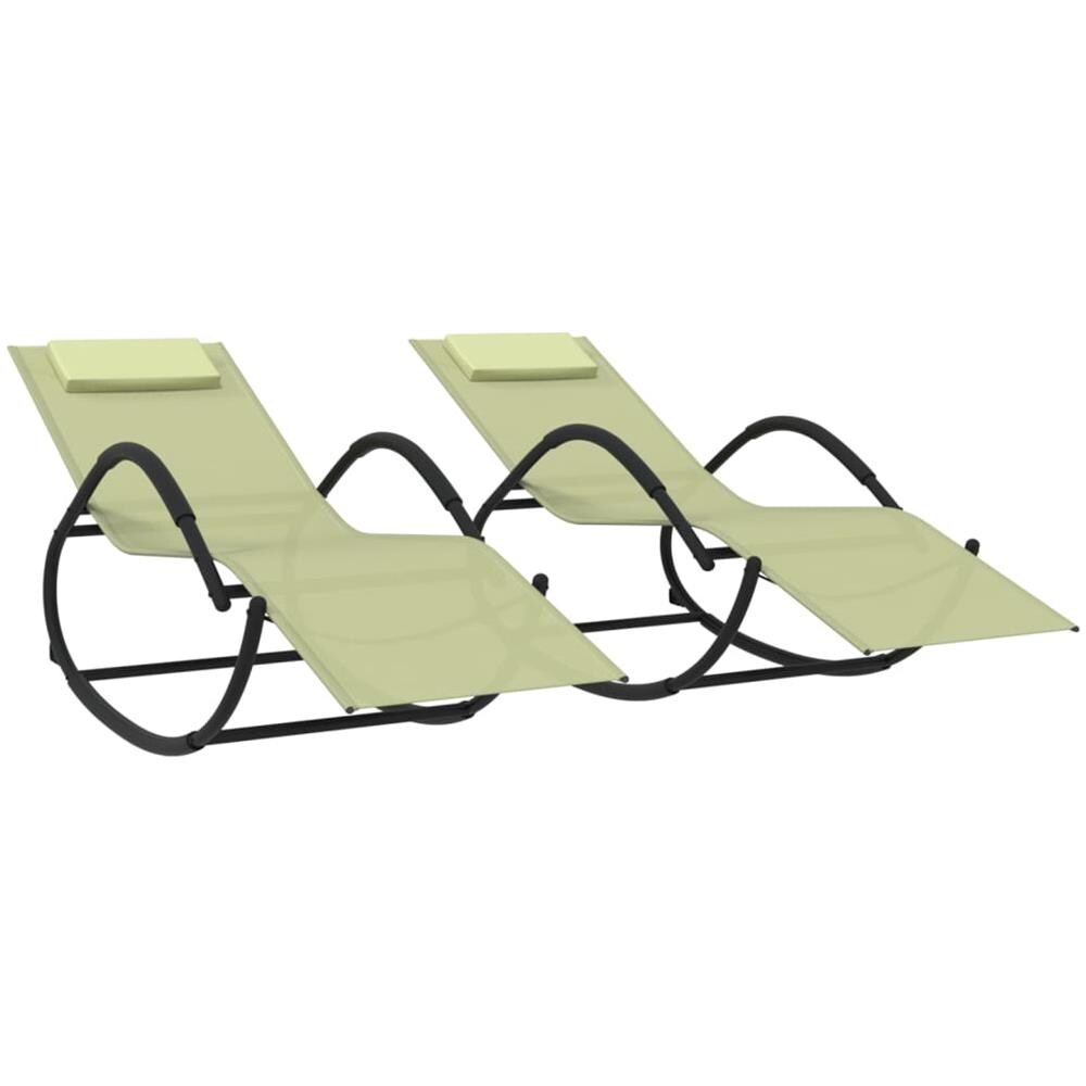 Lettini Prendisole A Dondolo 2 Pz In Acciaio E Textilene Crema - Foto 2