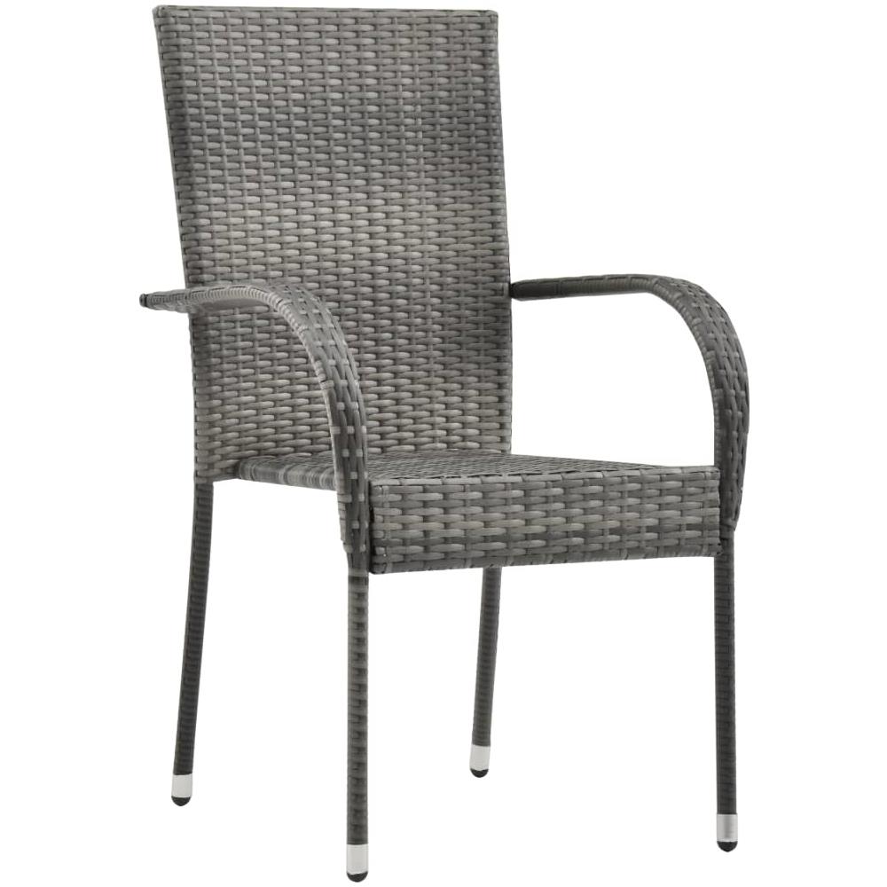 Set Da Pranzo Per Giardino 7 Pz Con Cuscini Grigio E Nero - Foto 3