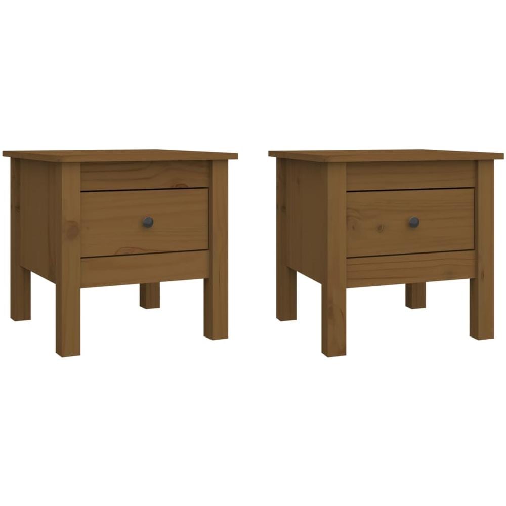 Tavolini 2 Pz Miele 40x40x39 Cm Legno Massello Di Pino - Foto 2
