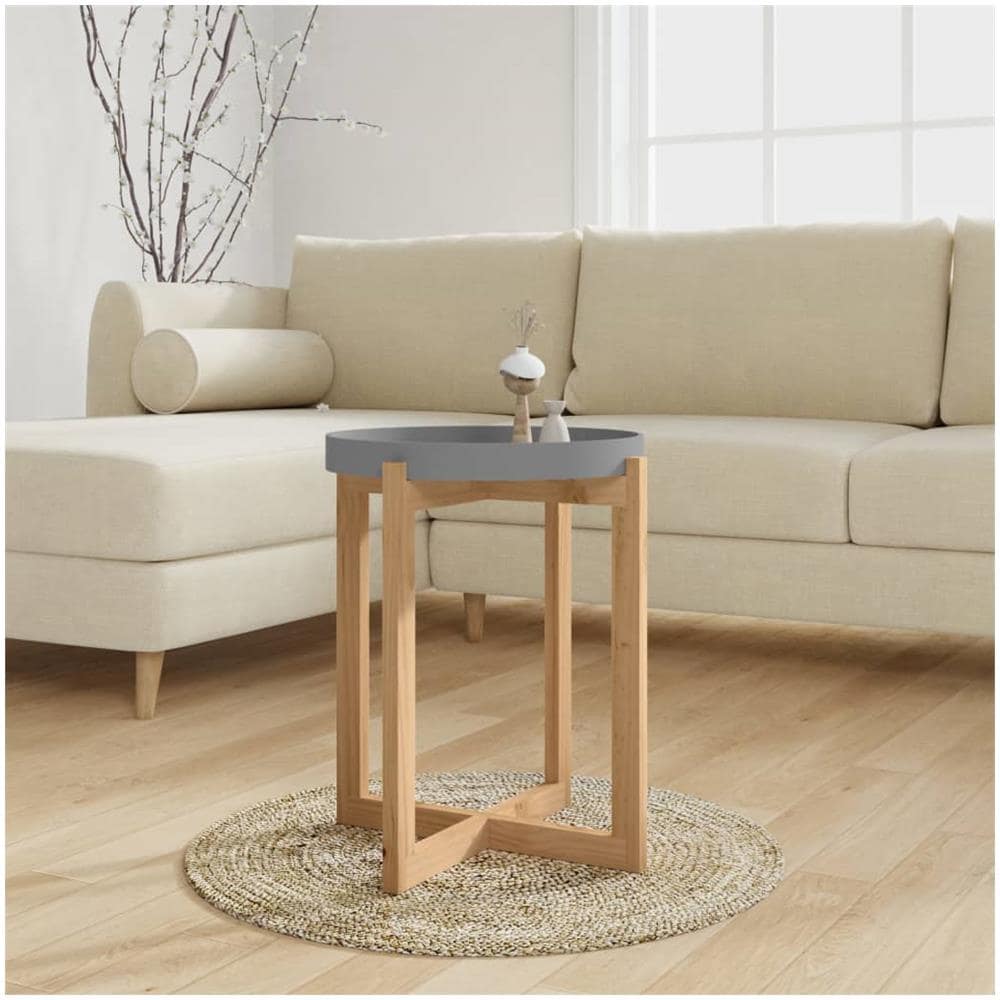 Tavolino Grigio 41x41x48,5cm Legno Multistrato E Massello Pino - Foto 1