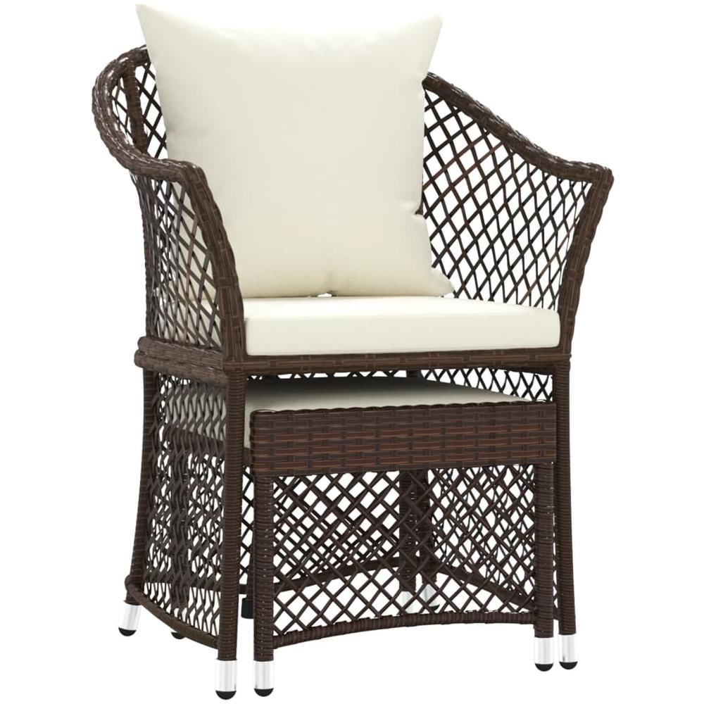 Set Divani Da Giardino 2 Pz Con Cuscini In Polyrattan Marrone - Foto 3