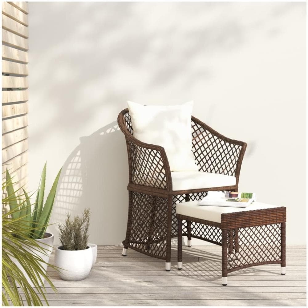 Set Divani Da Giardino 2 Pz Con Cuscini In Polyrattan Marrone - Foto 1