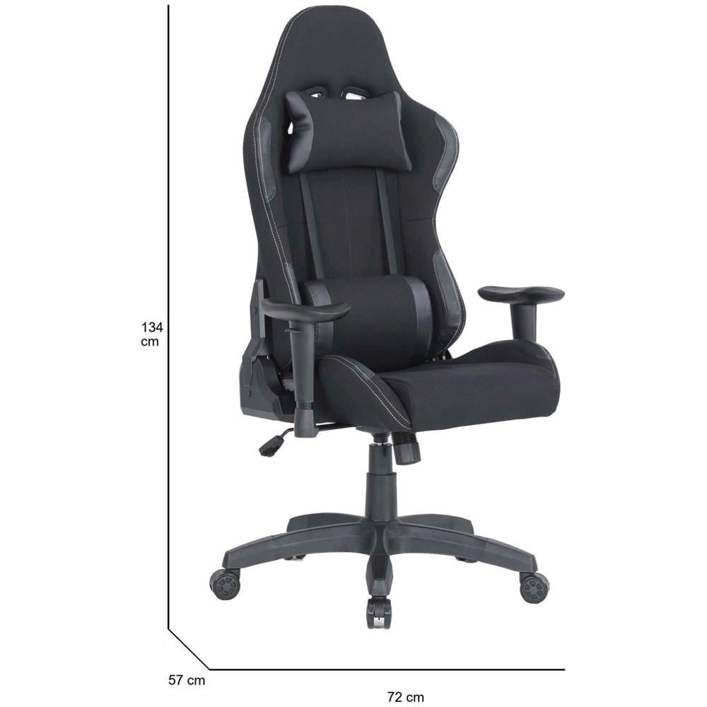 Sedia Da Gaming Bundaberg, Poltrona Da Gaming Adulto, Sedia Da Scrivania, 57x72h124/134 Cm, Nero - Foto 2