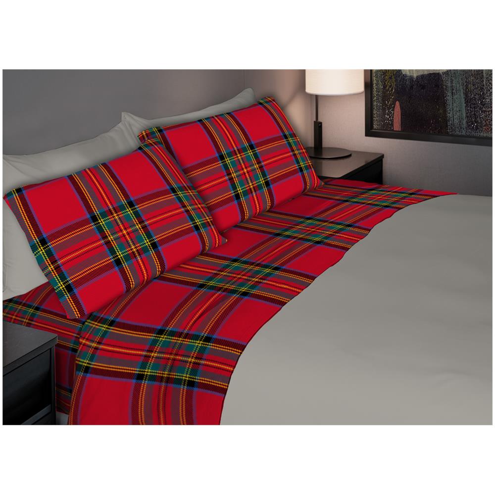 Completo Lenzuola In Morbida Flanella Made Italy Disegno Natalizio Scozzese C.n 2 Piazze Scozzese - Foto 1