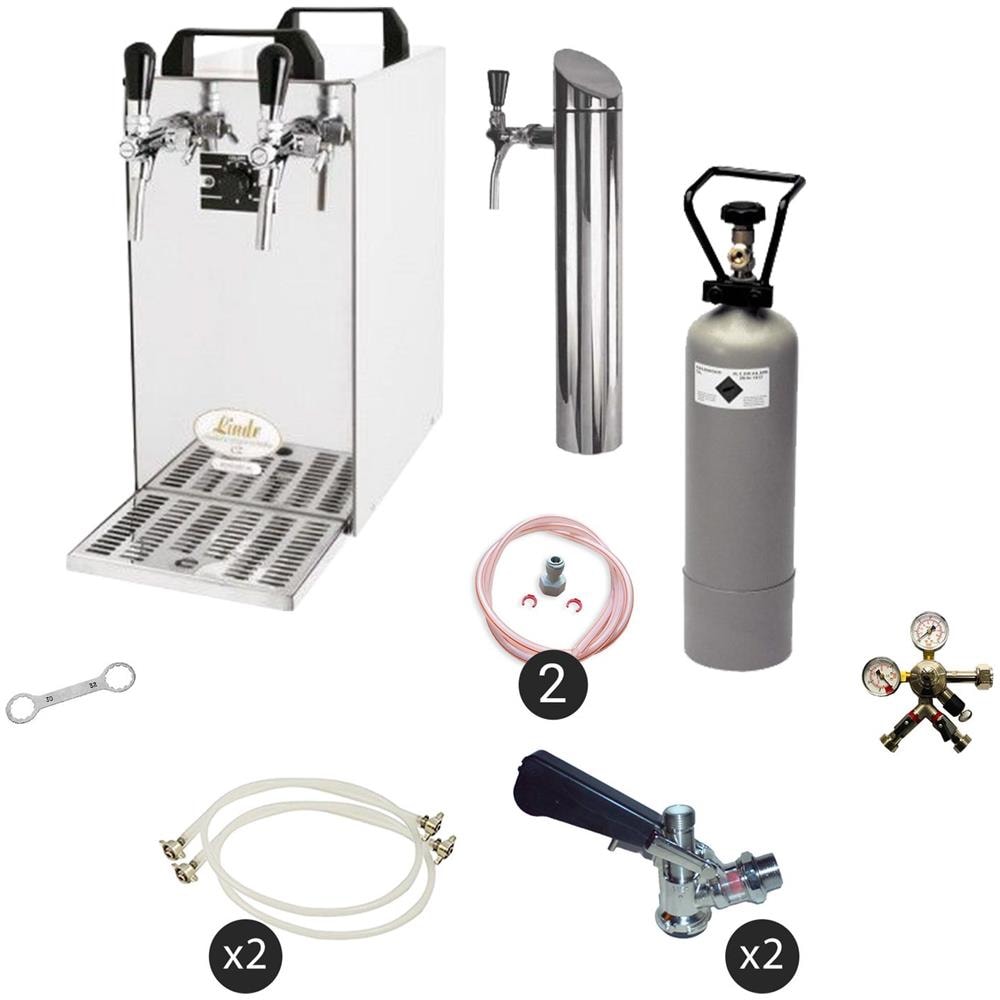 Set Completo - Spillatore Birra - Kontakt 40, Dispenser Birra, Macchina Per Birra 2-linee 50 Litri /h, Incl. Torre Di Erogazione - Green Line, Keg 2:type D, Keg:nc Adapter - Foto 1