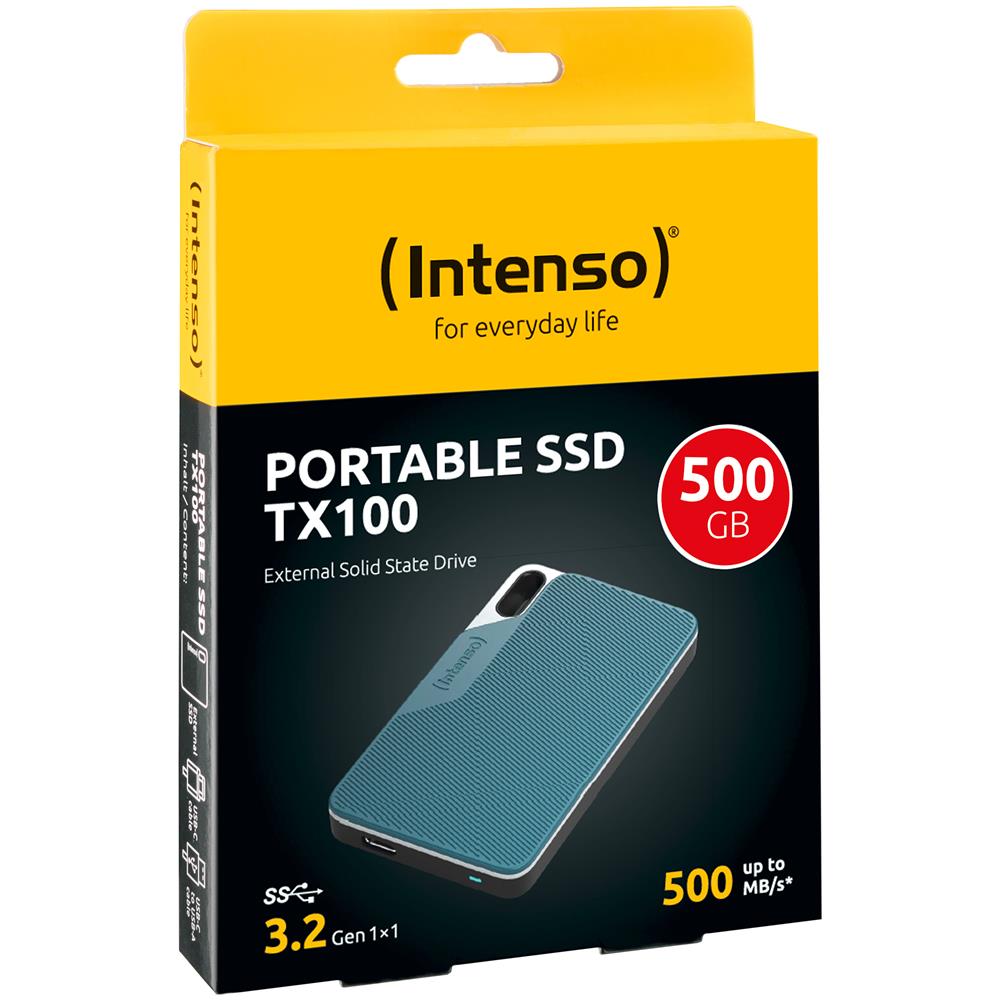 SSD TX100 500 GB Interfaccia USB 3.2 Gen 1x1 (5 Gbps), fino a 500 MB /s Colore Blu - Foto 2