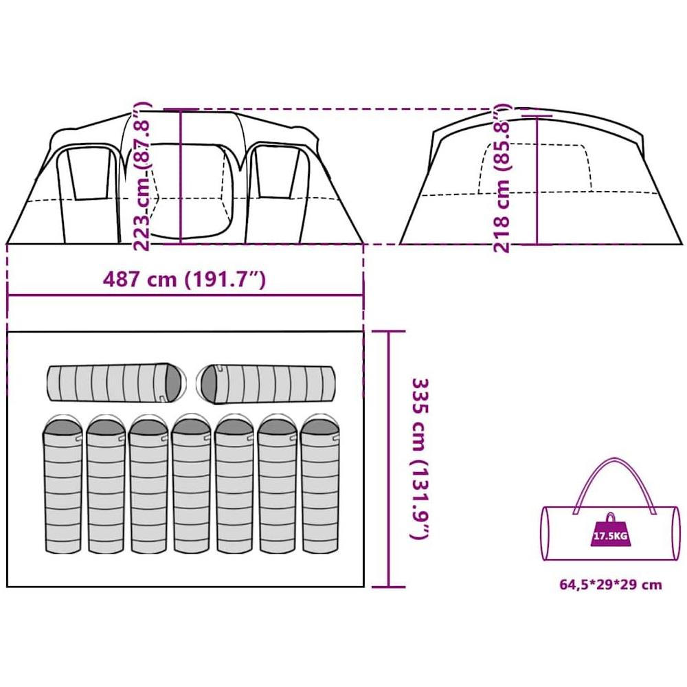 Tenda Familiare a Cabina per 9 Persone Verde Impermeabile - Foto 10