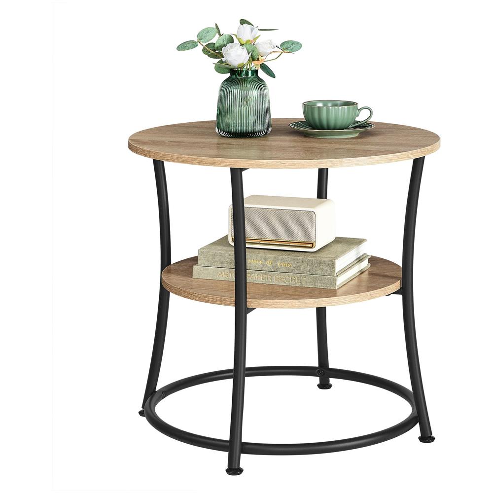 Tavolino rotondo, marrone rustico, stile loft - LET056B11 - Foto 2