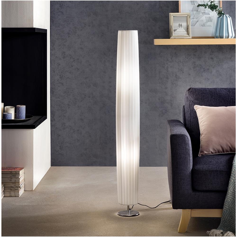 Lampada da terra Art Déco 120 cm, tessuto bianco - Foto 1