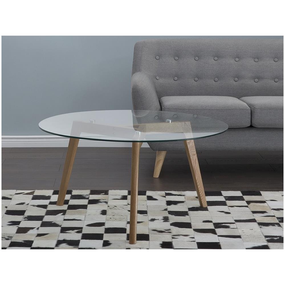 Tavolino Da Caffè In Vetro Con Gambe In Legno - Minnesota - Foto 2