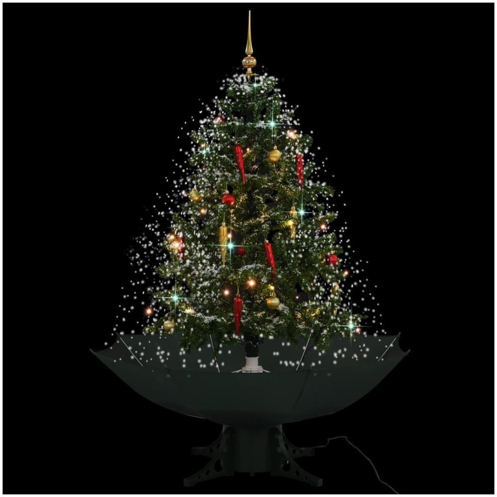 Albero Di Natale Con Neve E Base A Ombrellone Verde 140 Cm - Foto 2