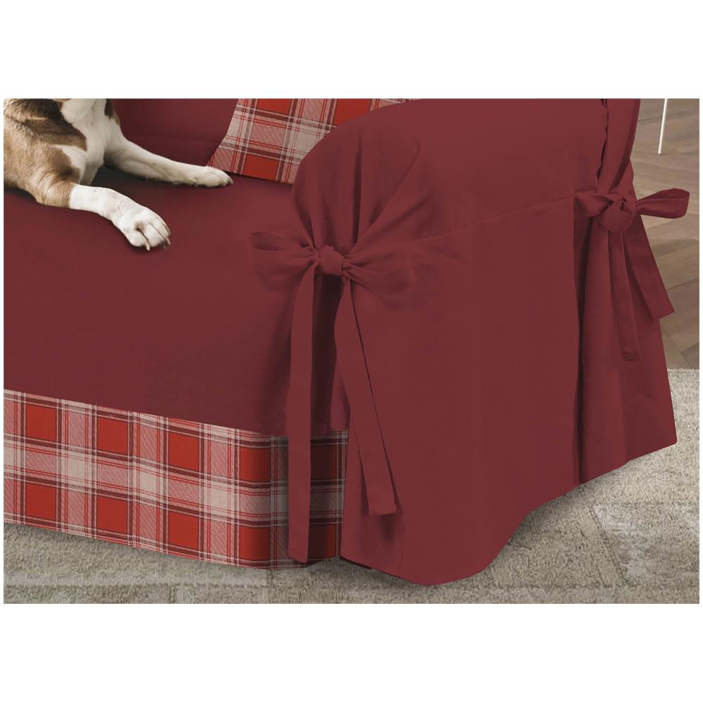 Copridivano Con Laccetti Disegno Scozia Colore Bordeaux Modello O.B. 3 Posti Bordeaux - Foto 2