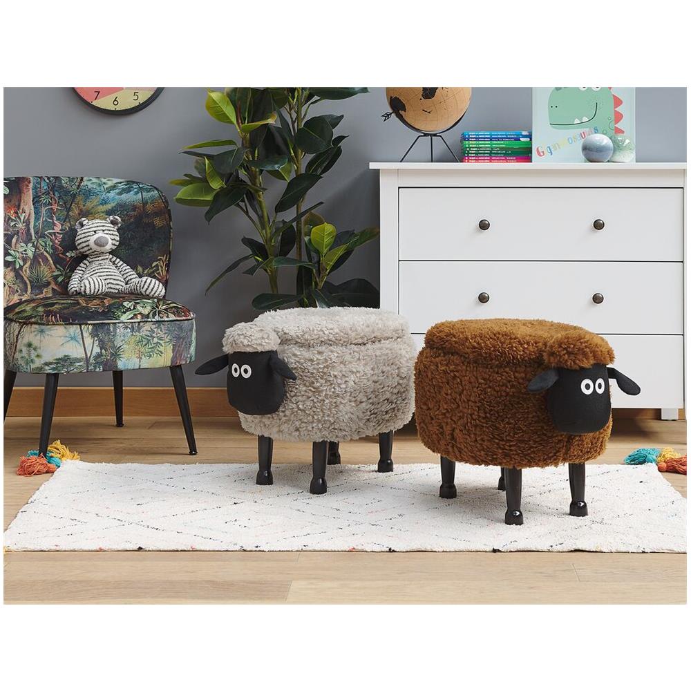 Pouf Animaletto In Tessuto Marrone Sheep - Foto 2