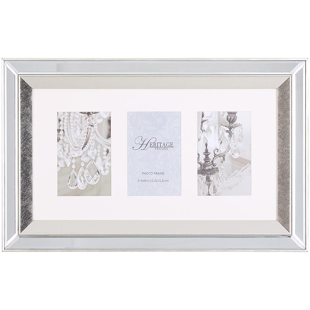 Cornice A Specchio Per 3 Foto Color Argento Makeni - Foto 1