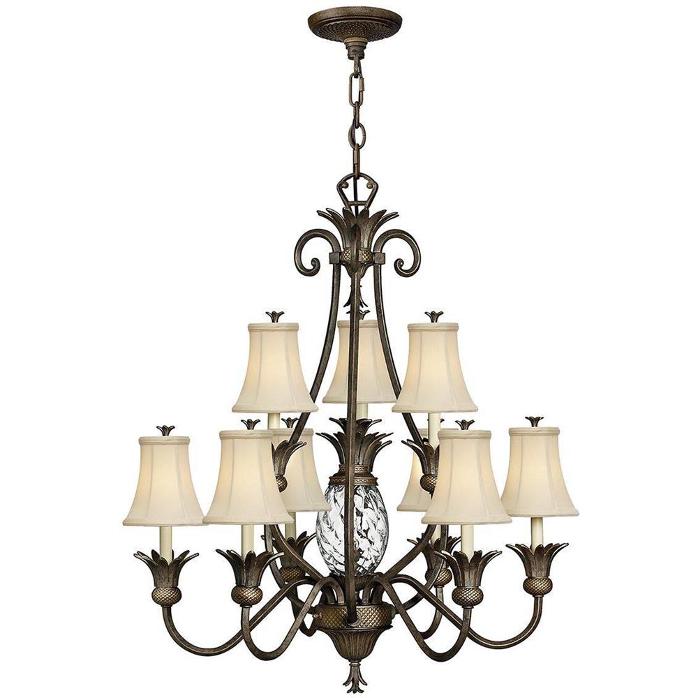 Lampadario A 10 Luci Multibraccio Finitura Bronzo Perla, Attacco E14 - Foto 1