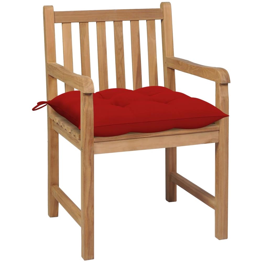 Sedie Da Giardino 2 Pz Con Cuscini Rossi Massello Di Teak - Foto 2