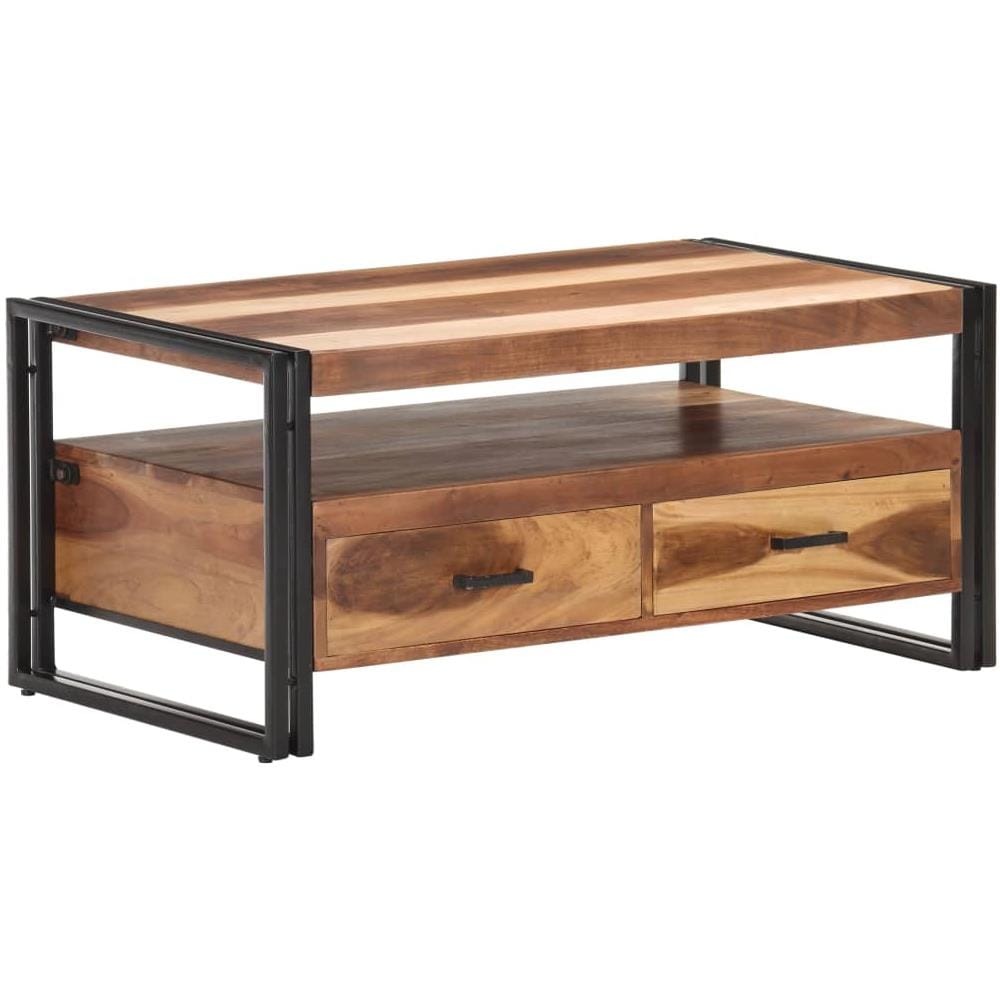 Tavolino 100x55x45cm In Massello Acacia Con Finitura Sheesham - Foto 1