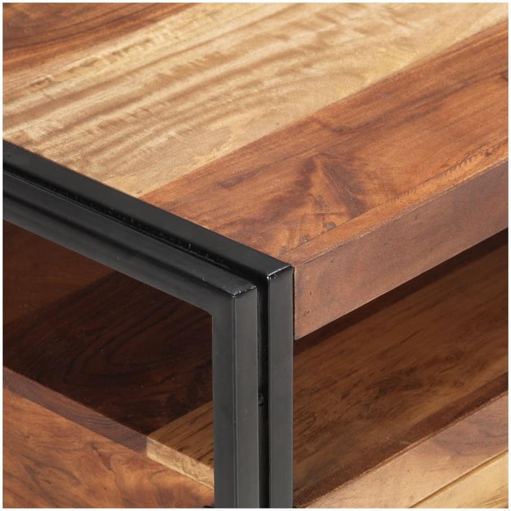 Tavolino 100x55x45cm In Massello Acacia Con Finitura Sheesham - Foto 2