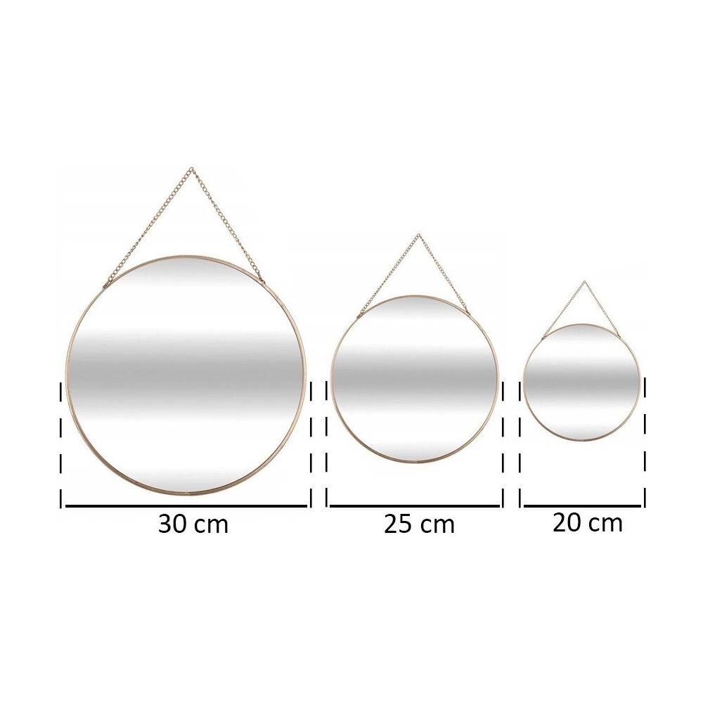 Acdeco Set Di 3 Specchi A Catena Rotondi In Metallo - Oro - Ø 26 Cm - Foto 5