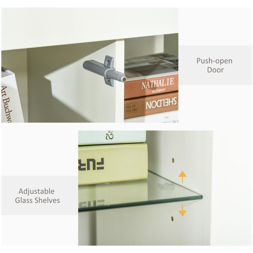 Credenza Moderna Con Mensole In Vetro - Bianco - Foto 2