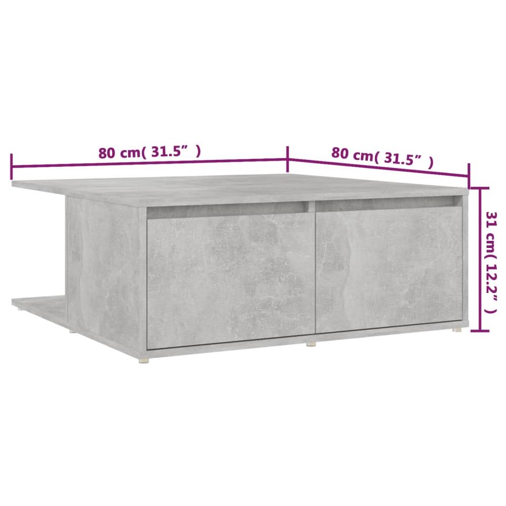 Tavolino da Salotto Grigio Cemento 80x80x31cm Legno Multistrato - Foto 2
