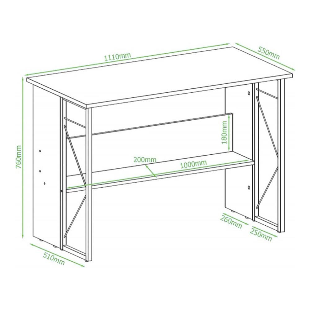 Scrivania per Computer Scrittoio Salvaspazio in Stile Industriale con Struttura Acciaio e Legno Marrone - Foto 2