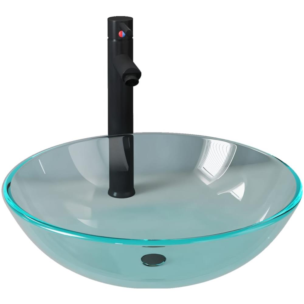 Lavandino con Rubinetto e Piletta a Pressione Vetro Temperato - Foto 2