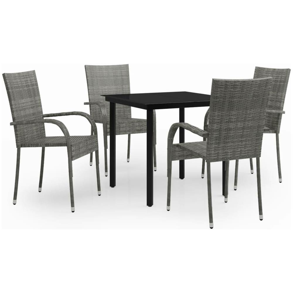 Set Mobili Da Pranzo Per Giardino 5 Pz Grigio E Nero - Foto 2