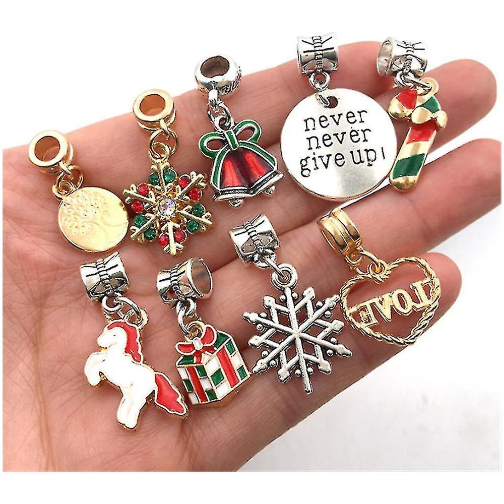 10 pezzi di Natale Babbo Natale schiaffo Bracciale Bomboniere di Natale Braccialetti a scatto per bambini Navidad Natal Noel Regalo di compleanno di Capodanno  15