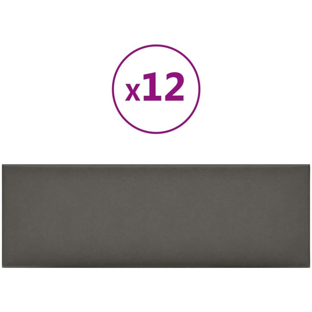 Pannelli Murali 12 Pz Grigi 90x30 Cm In Similpelle 3,24 M - Foto 1