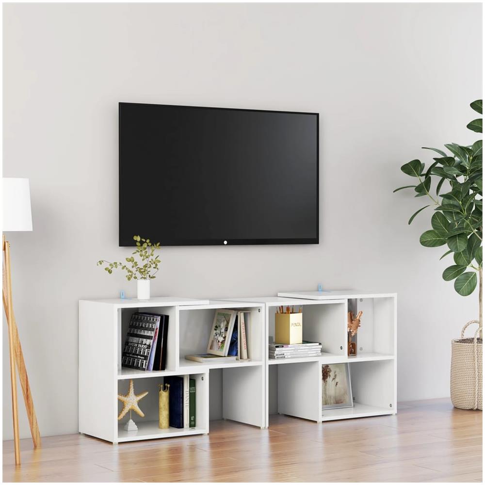 Mobile Tv Bianco Lucido 104x30x52 Cm In Truciolato - Foto 1