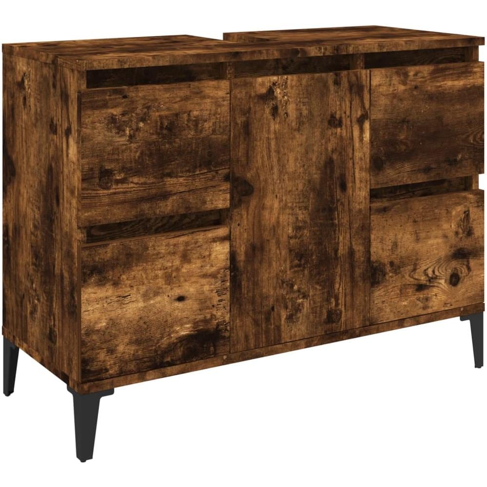 Mobile Lavabo Rovere Fumo 80x33x60 Cm In Legno Multistrato - Foto 2