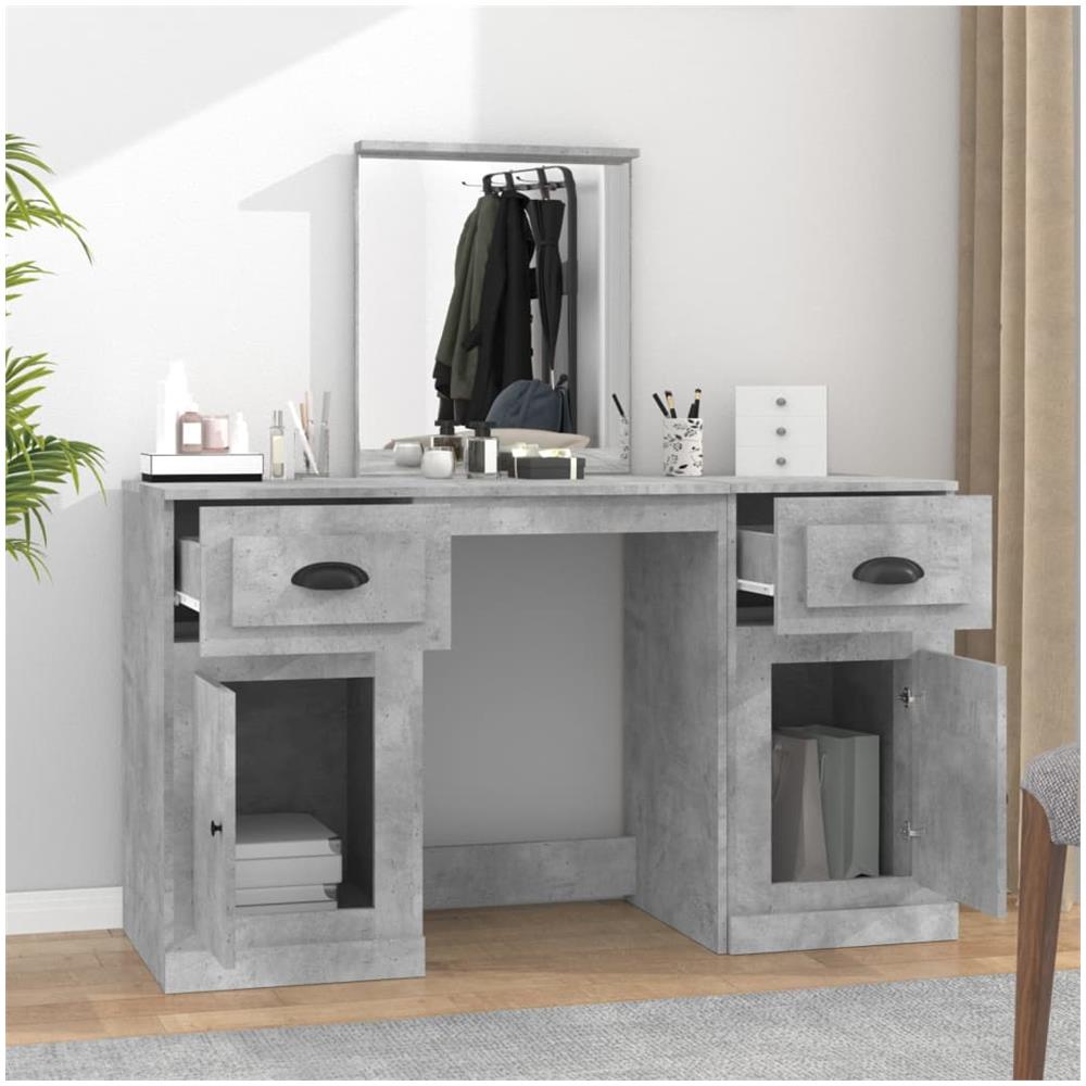 Toeletta Con Specchio Grigio Cemento 130x50x132,5 Cm - Foto 3