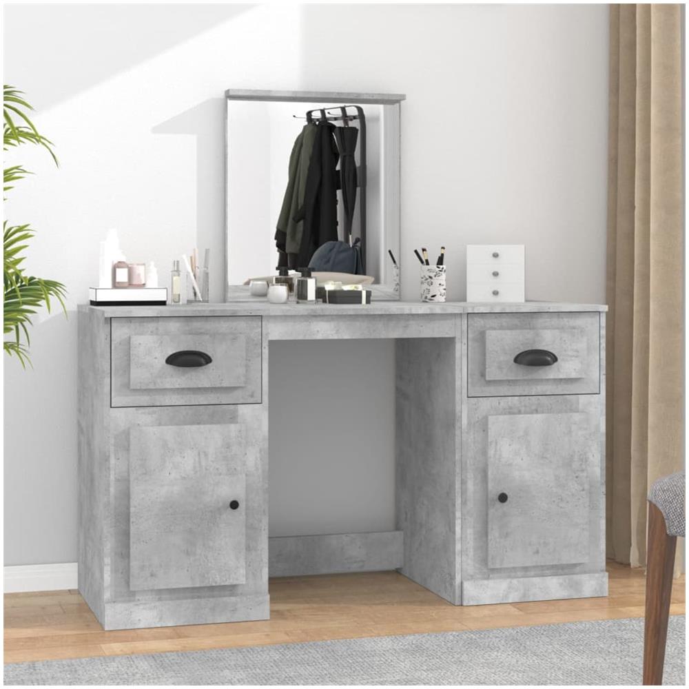 Toeletta Con Specchio Grigio Cemento 130x50x132,5 Cm - Foto 1