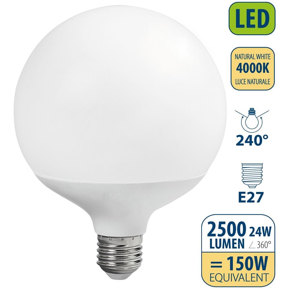 Lampadina Smd Led, Globo G125, 24w / 2500lm, Base E27, 4000k - Foto 1