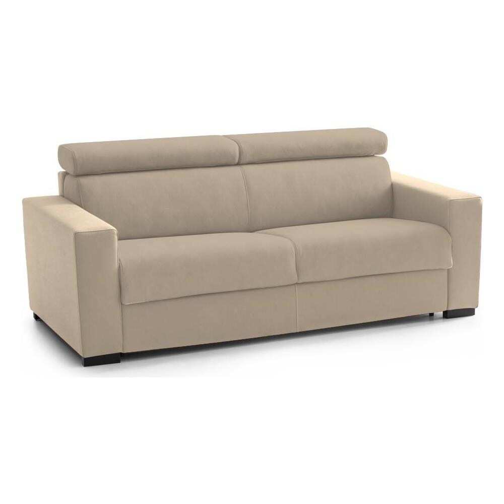 Divano Letto Agostina, Divano A 2 Posti, 100% Made In Italy, Sofà Soggiorno Con Apertura Girevole, Con Poggiatesta Regolabili E Braccioli Slim, Cm 160x95h85, Beige - Foto 4