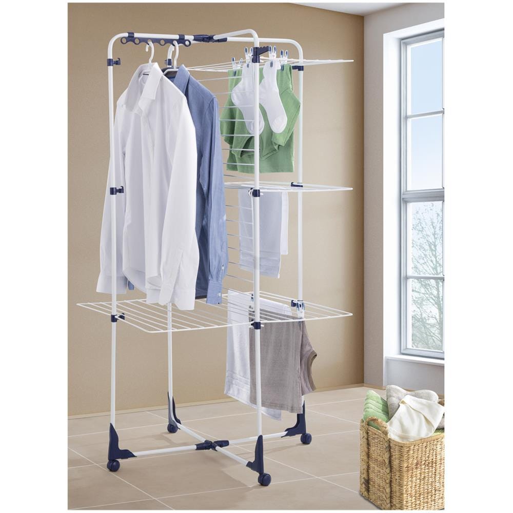 81455 stendino e filo asciugabiancheria Stendibiancheria da pavimento Blu, Bianco - Foto 4