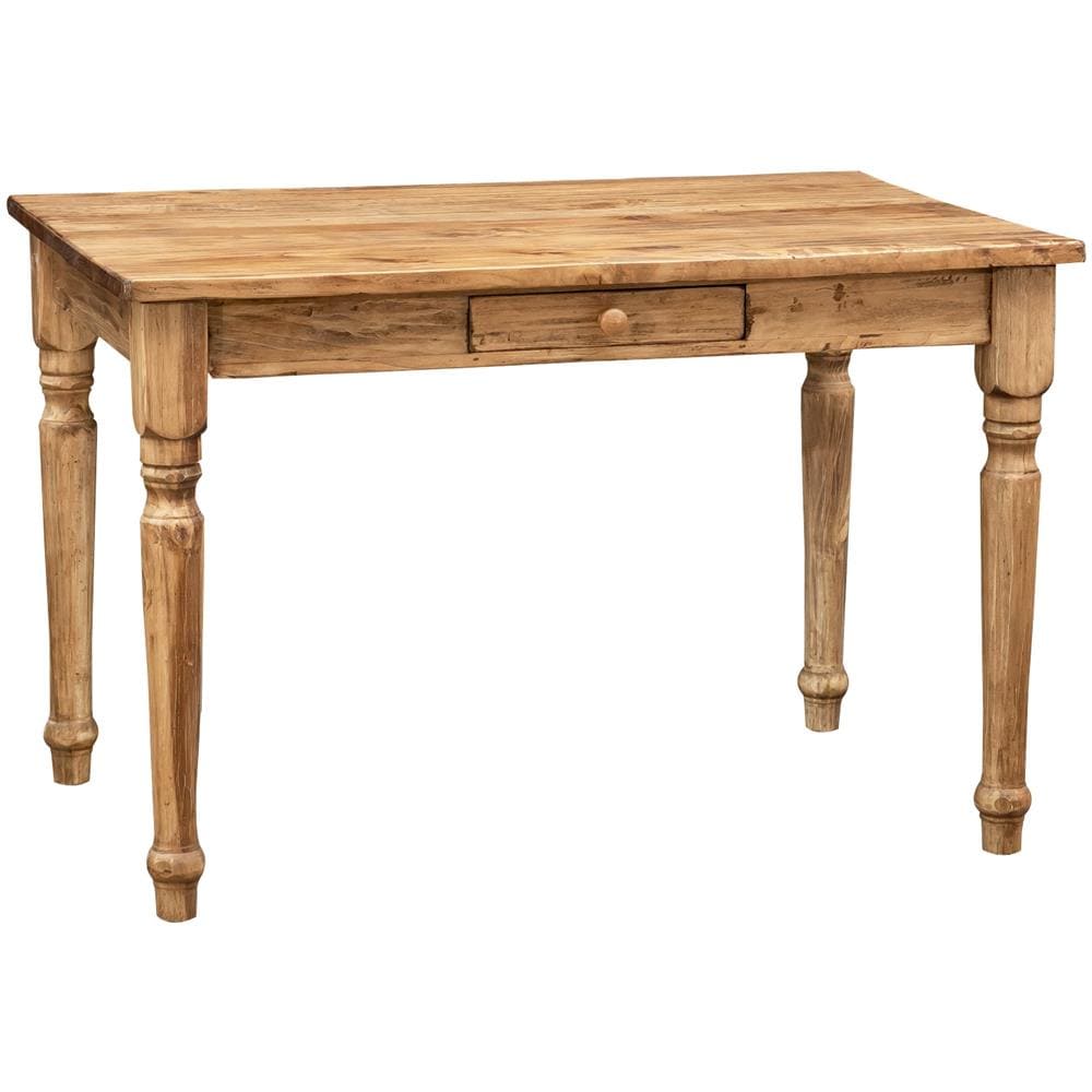 Tavolo Scrittoio Country In Legno Massello Di Tiglio Finitura Naturale 120x80x80 Cm - Foto 3