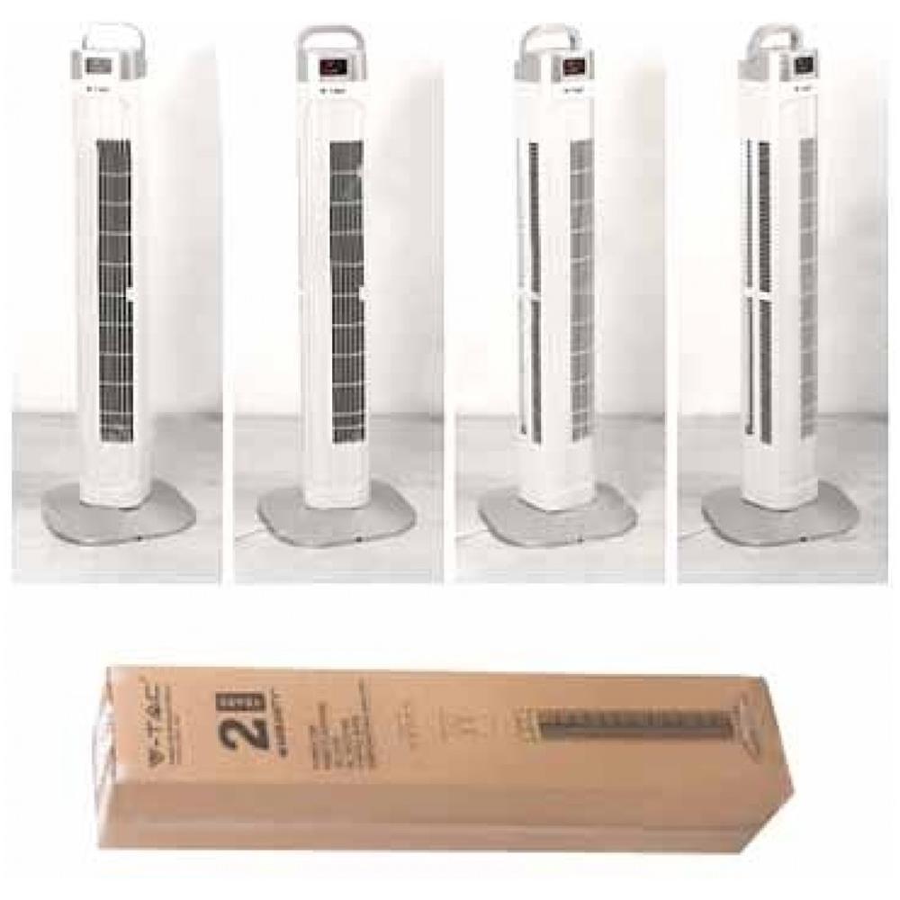 Ventilatore Tower Fan 55w 910mm Con Display Temperatura E Telecomando Abs Colore Bianco Ip20 - Sku 7900 - VT-5536 - Foto 4
